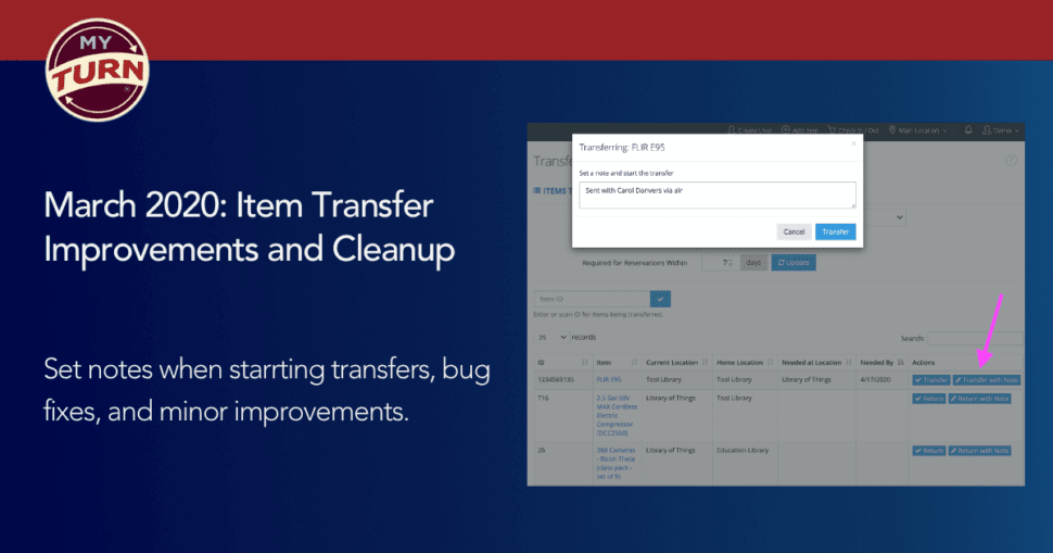 March 2020: Item Transfer Improvements and Cleanup