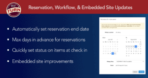 Reservation, workflow and embeddedsite updates